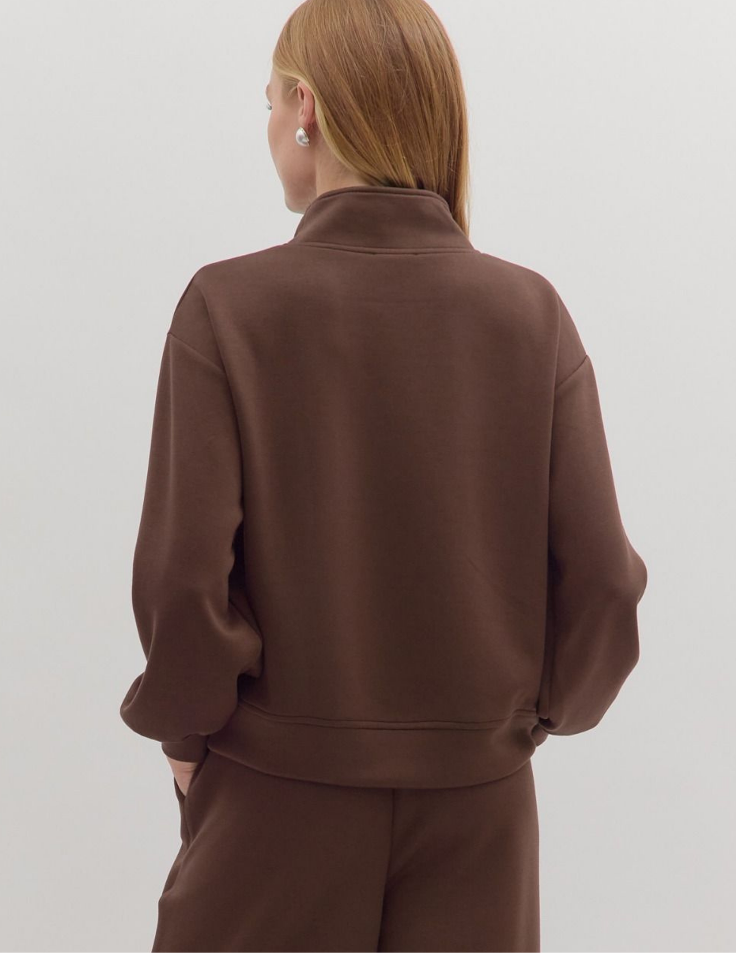 Knit Quarter Zip Pullover- Espresso