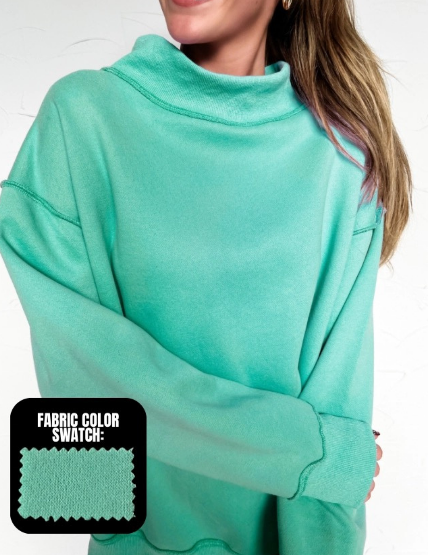 Mock Neck Sweatshirt - Seafoam