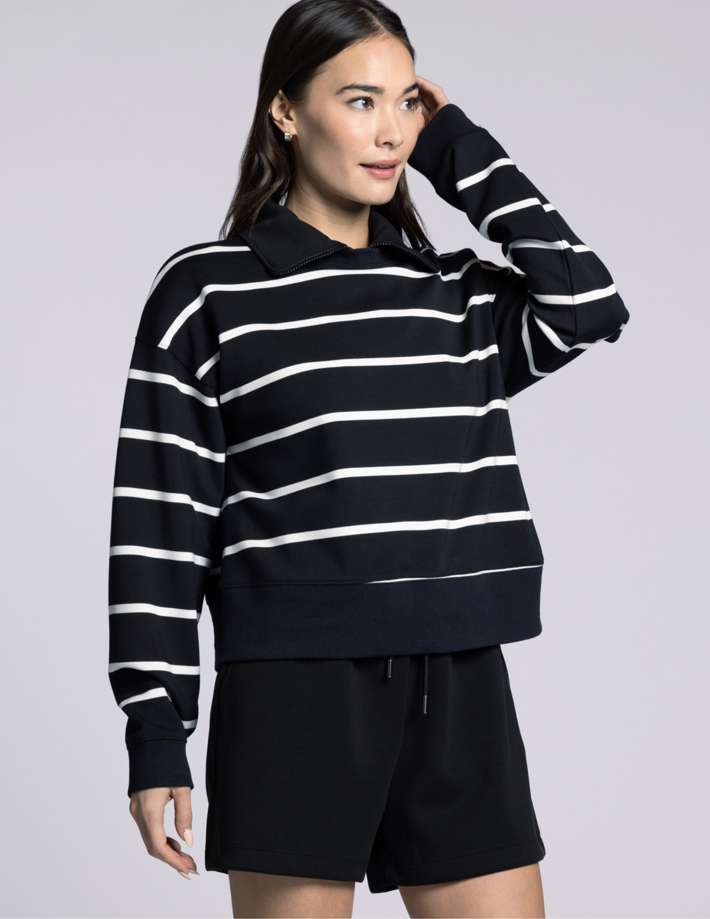 Martina Pullover- Black Stripe - Tres Chic Boutique