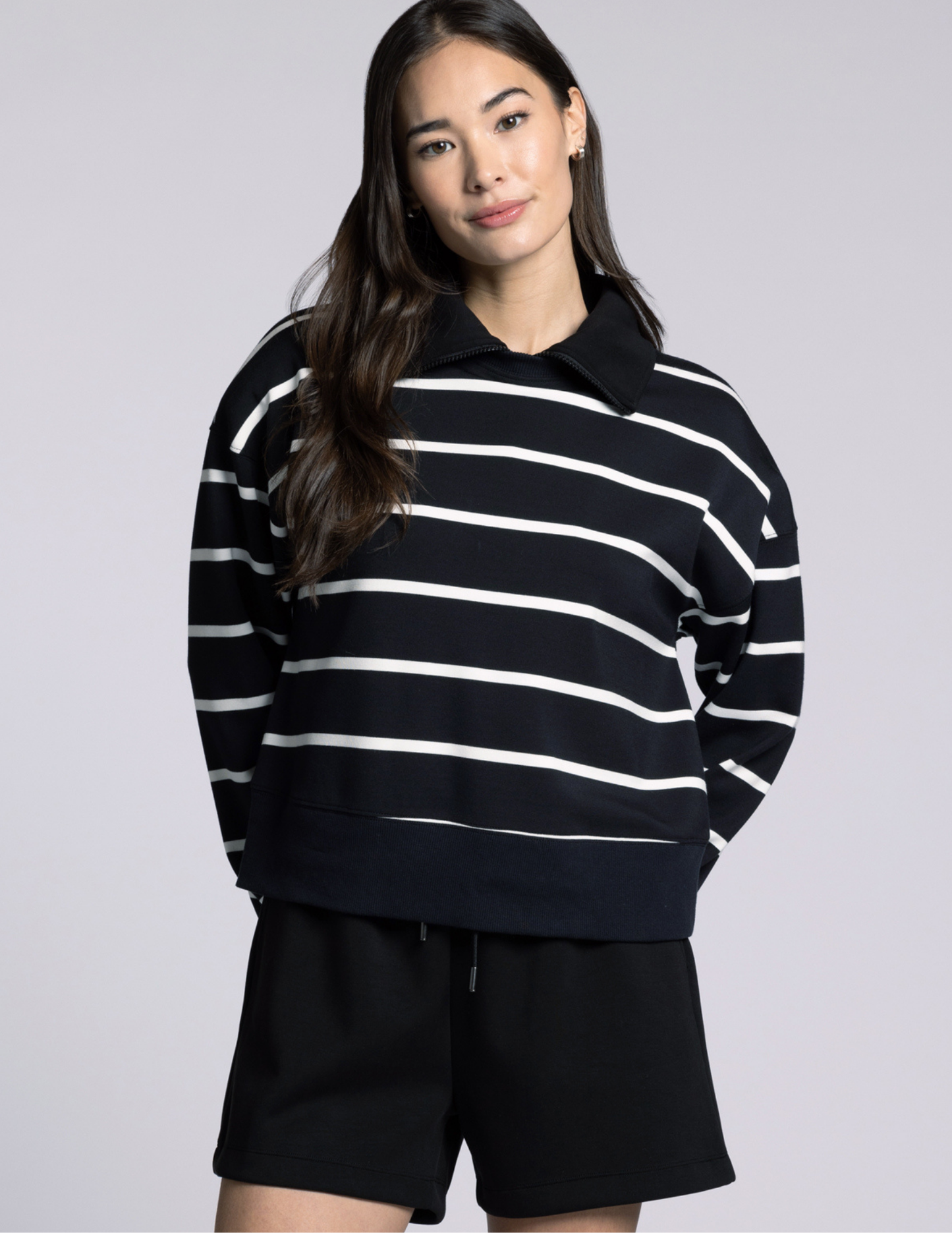 Martina Pullover- Black Stripe - Tres Chic Boutique