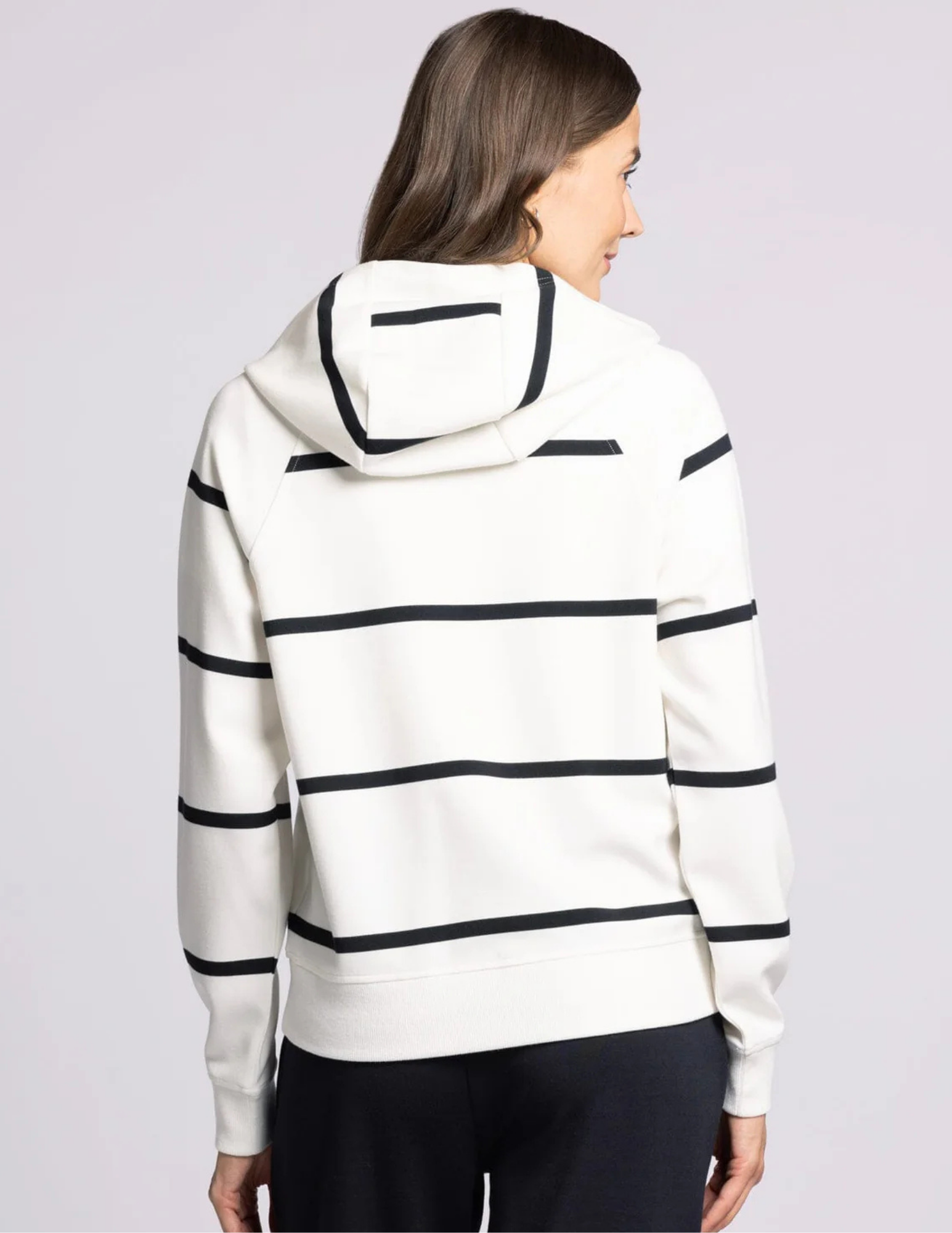 Turner Hoodie- Ivory Black Stripe - Tres Chic Boutique
