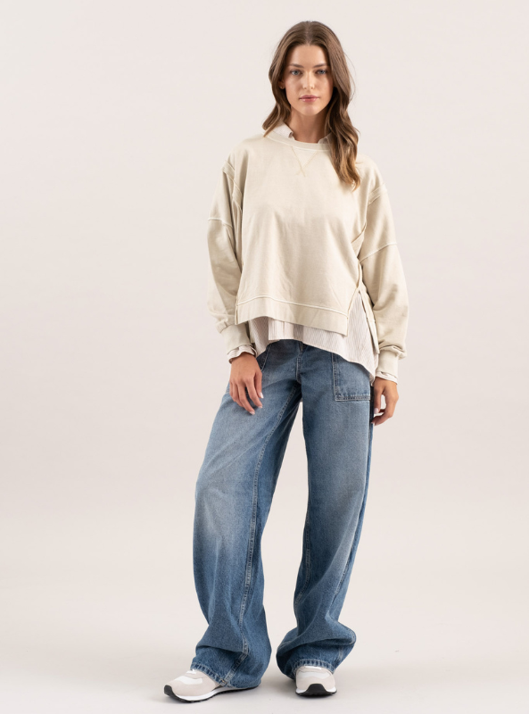 Washed Extended Shoulder Knit Top - Tres Chic Boutique