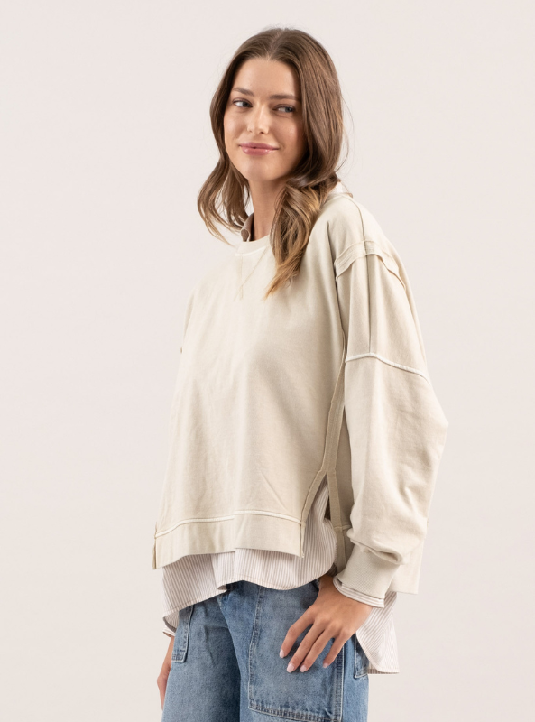 Washed Extended Shoulder Knit Top - Tres Chic Boutique