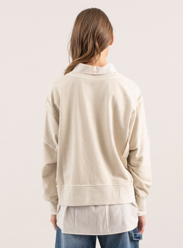 Washed Extended Shoulder Knit Top - Tres Chic Boutique