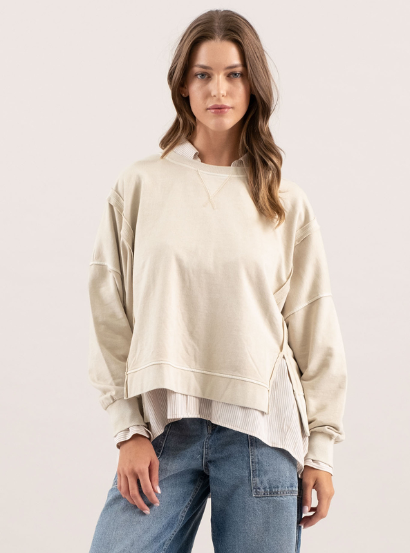 Washed Extended Shoulder Knit Top - Tres Chic Boutique