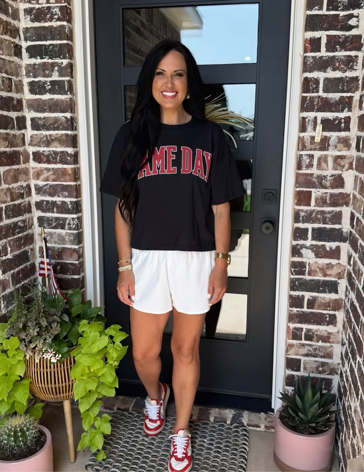 Game Day Crop Top- Black - Tres Chic Boutique