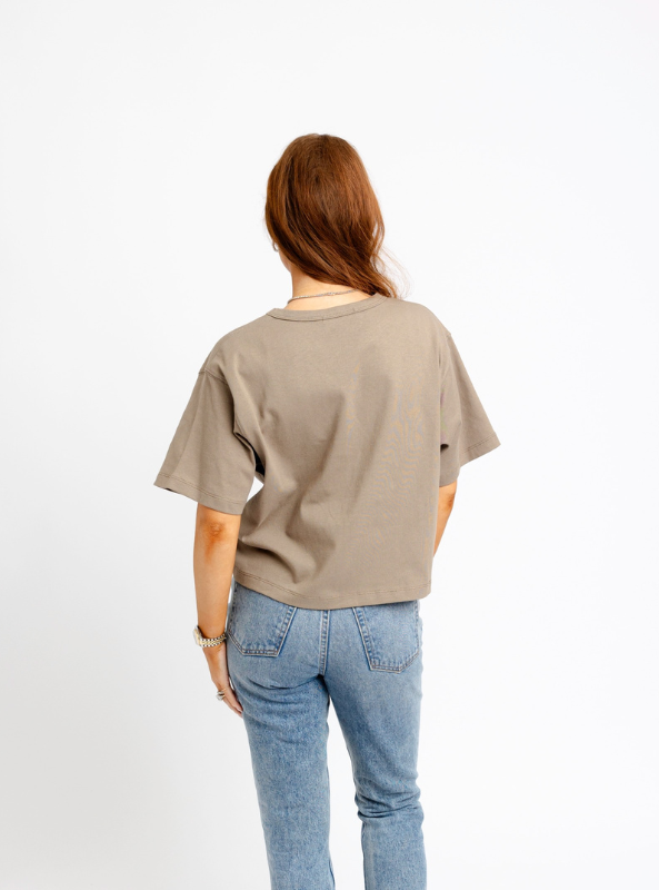 Karlie- Solid Knit Crew Tee- Olive