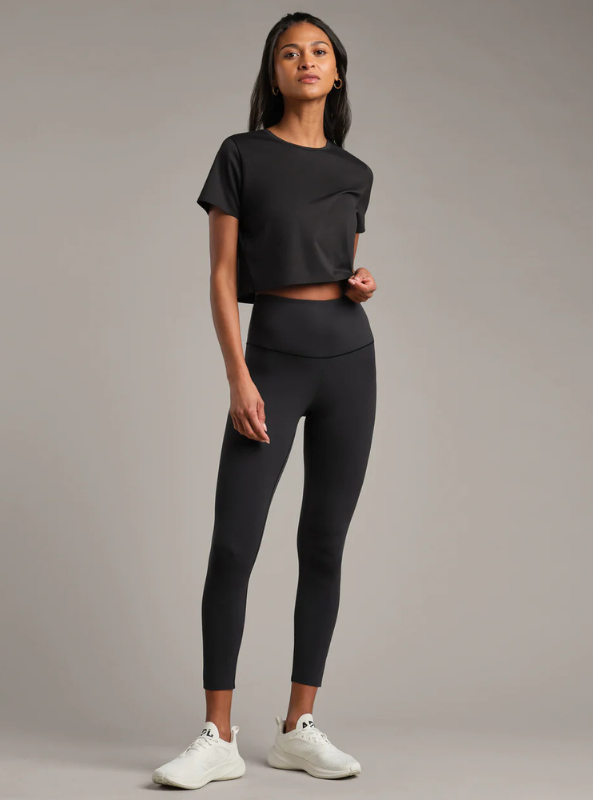 Rhone Apparel-Serene Cropped Short Sleeve- Black - Tres Chic Boutique