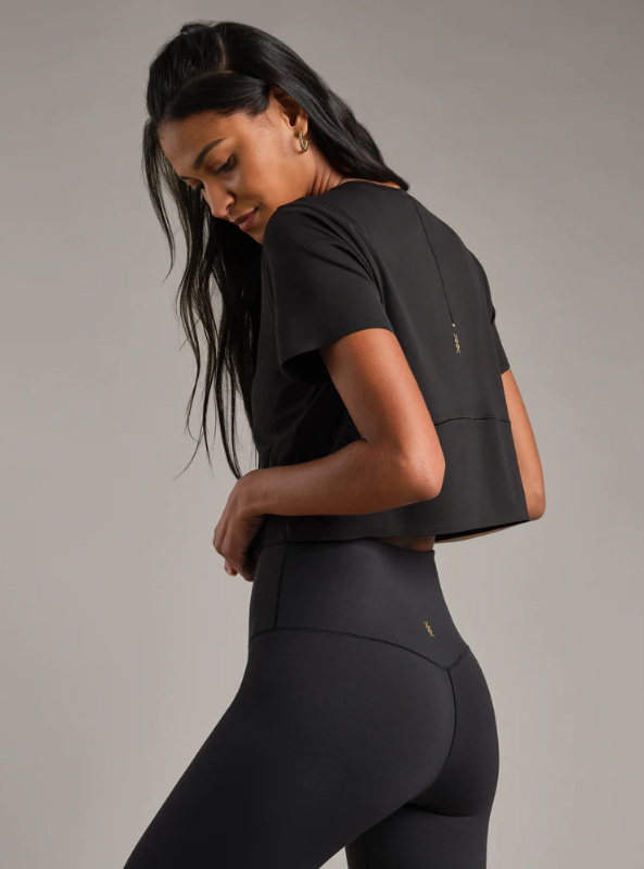 Rhone Apparel-Serene Cropped Short Sleeve- Black - Tres Chic Boutique