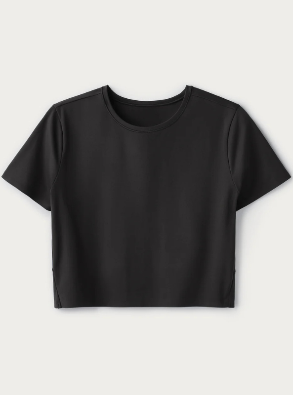 Rhone Apparel-Serene Cropped Short Sleeve- Black - Tres Chic Boutique