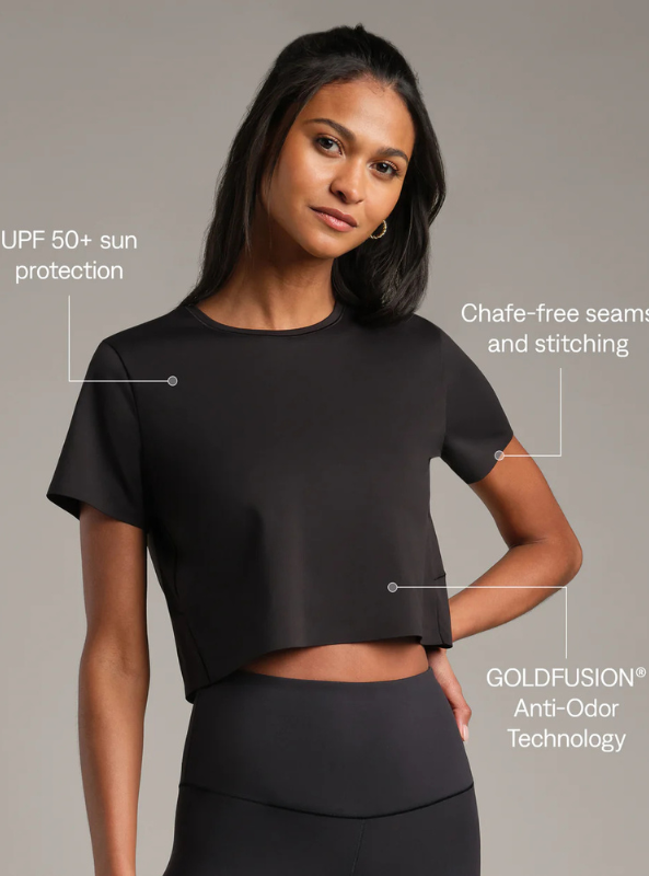 Rhone Apparel-Serene Cropped Short Sleeve- Black - Tres Chic Boutique
