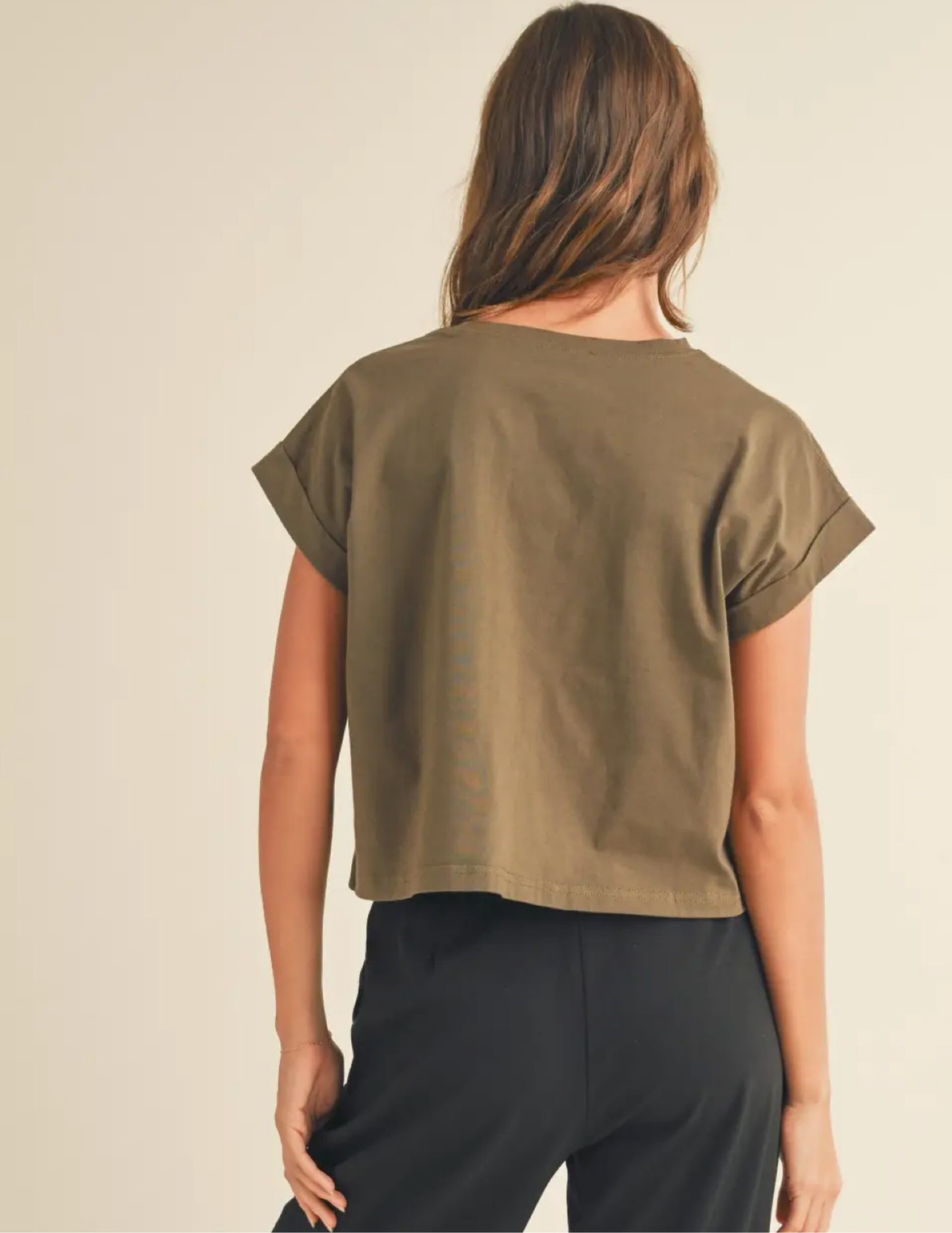 Cuffed Tee- Olive