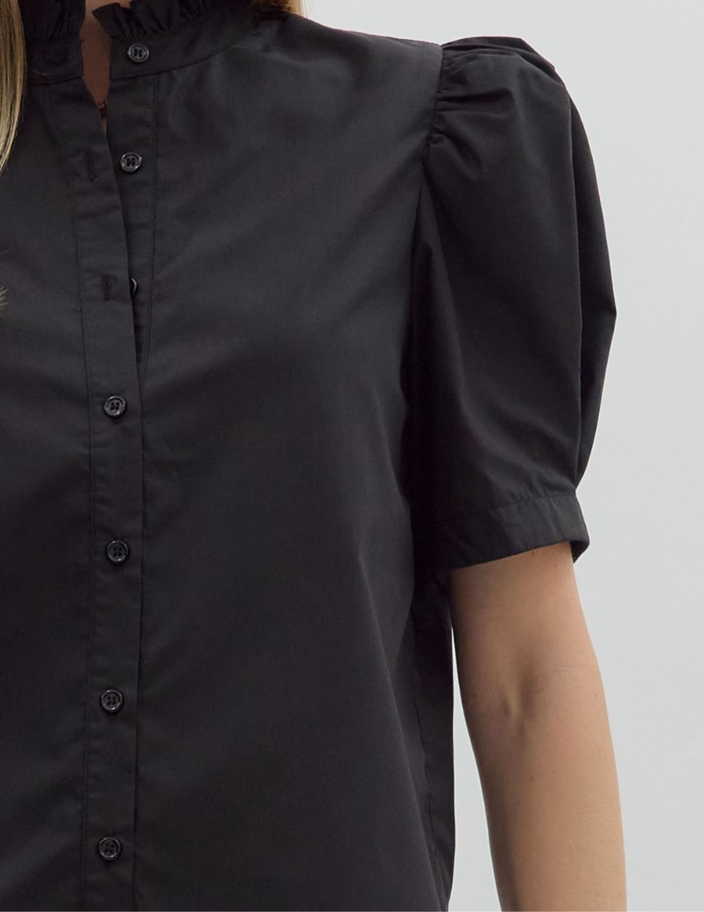 Bethany Puff Shoulder Top- Black - Tres Chic Boutique