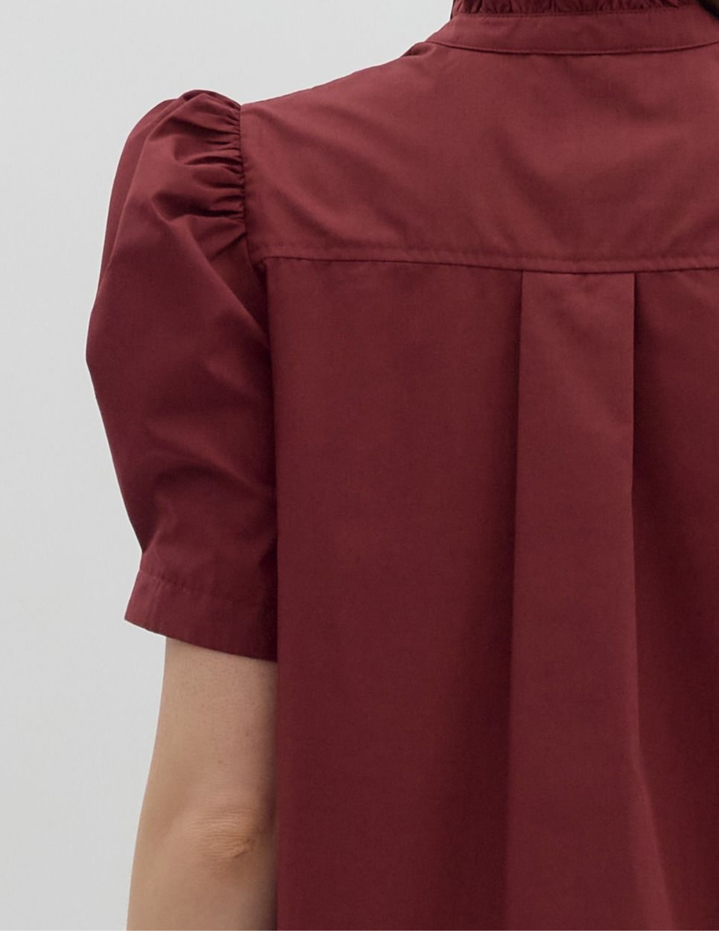 Bethany Puff Shoulder Top- Burgundy - Tres Chic Boutique