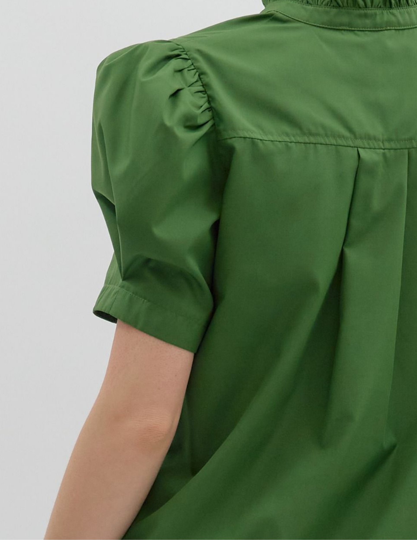 Bethany Puff Shoulder Top- Green - Tres Chic Boutique