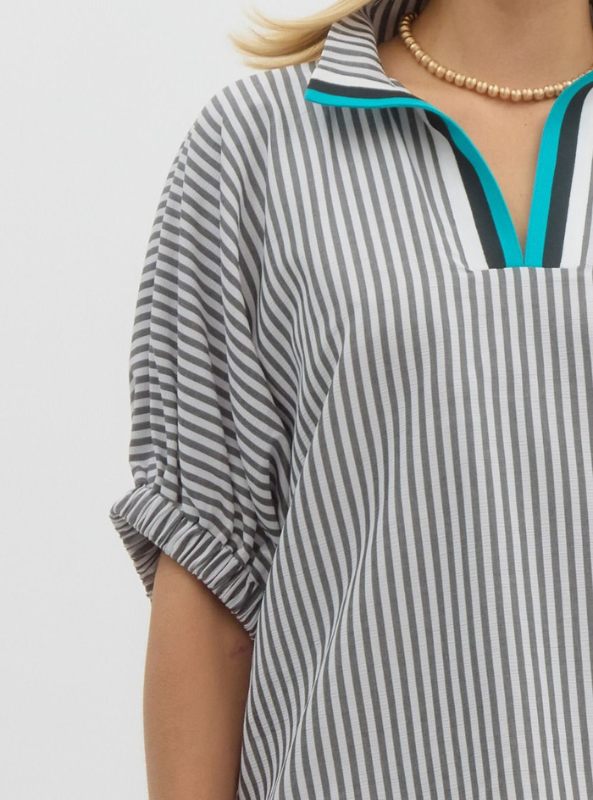 Black Striped Dolman Top