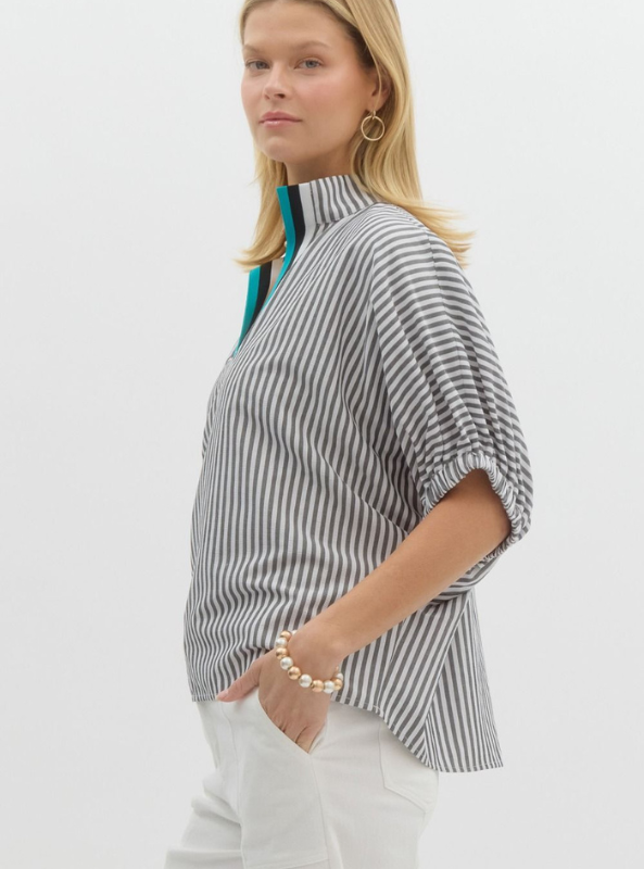 Black Striped Dolman Top