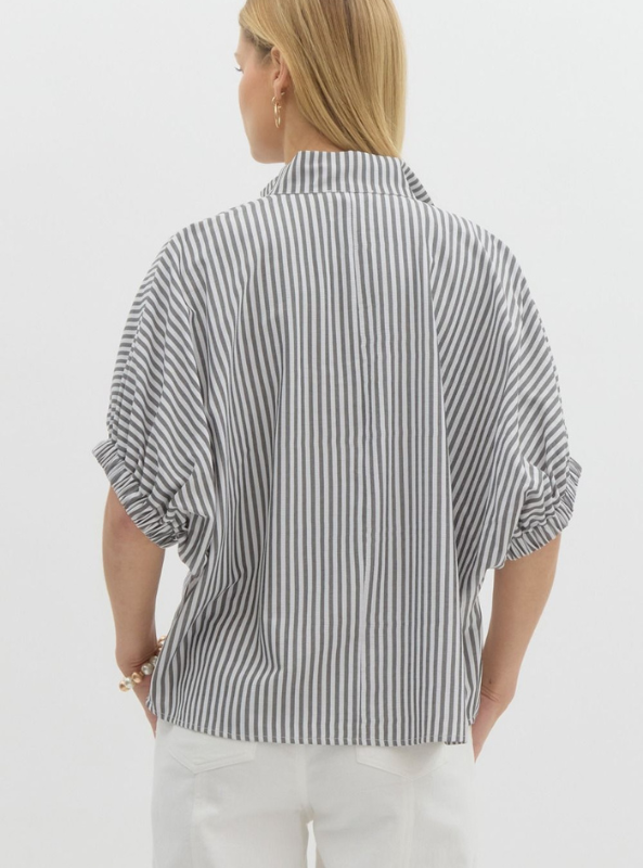 Black Striped Dolman Top
