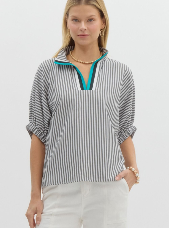 Black Striped Dolman Top