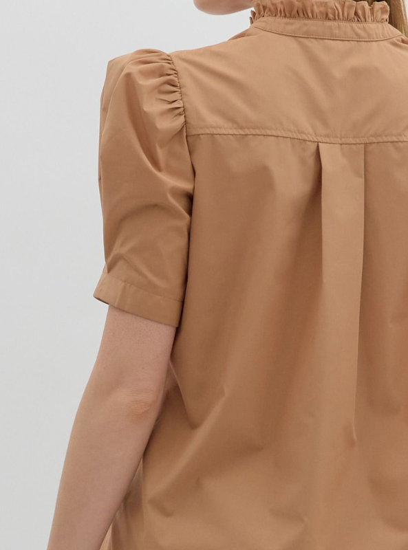 Camel Button up Top - Tres Chic Boutique