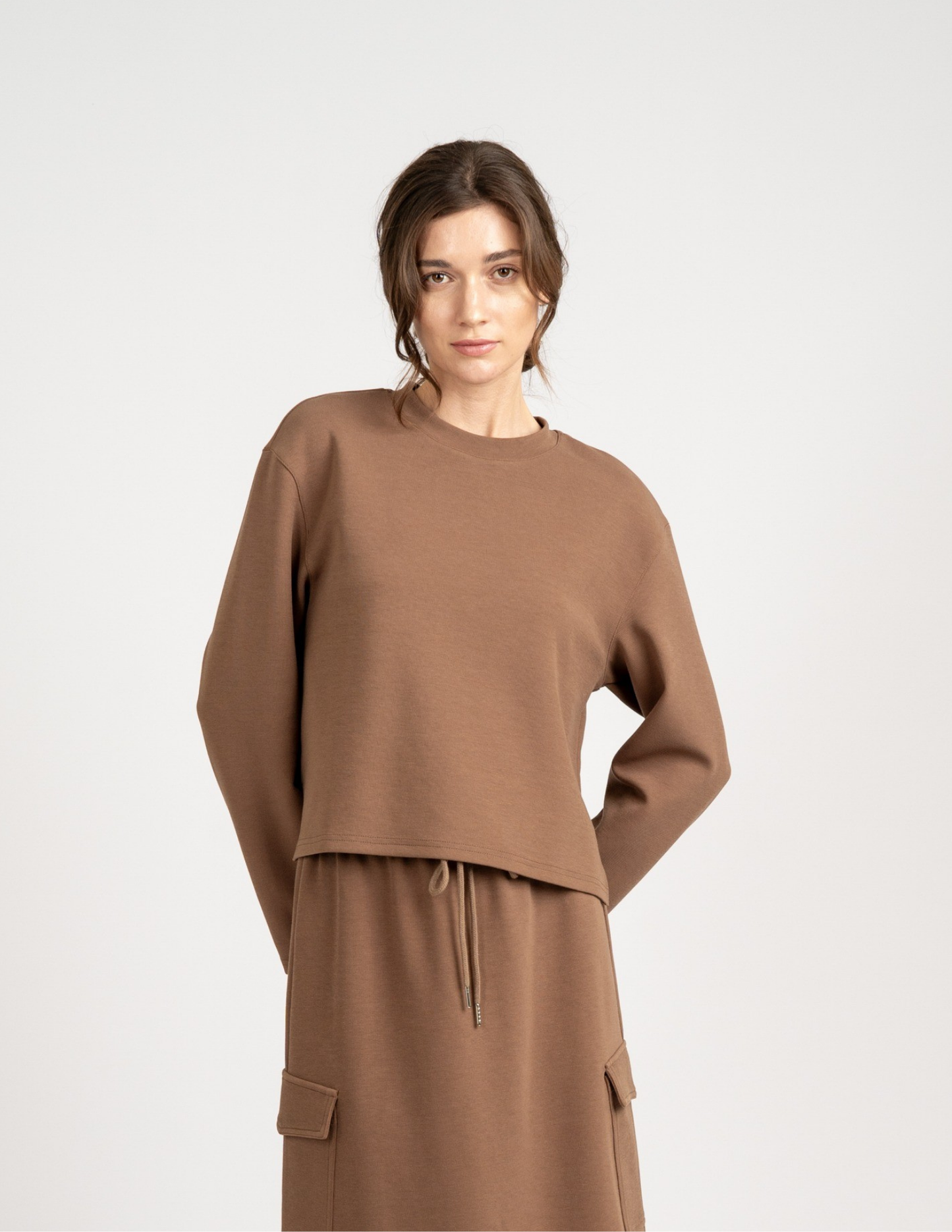 Camel Crew Neck Top