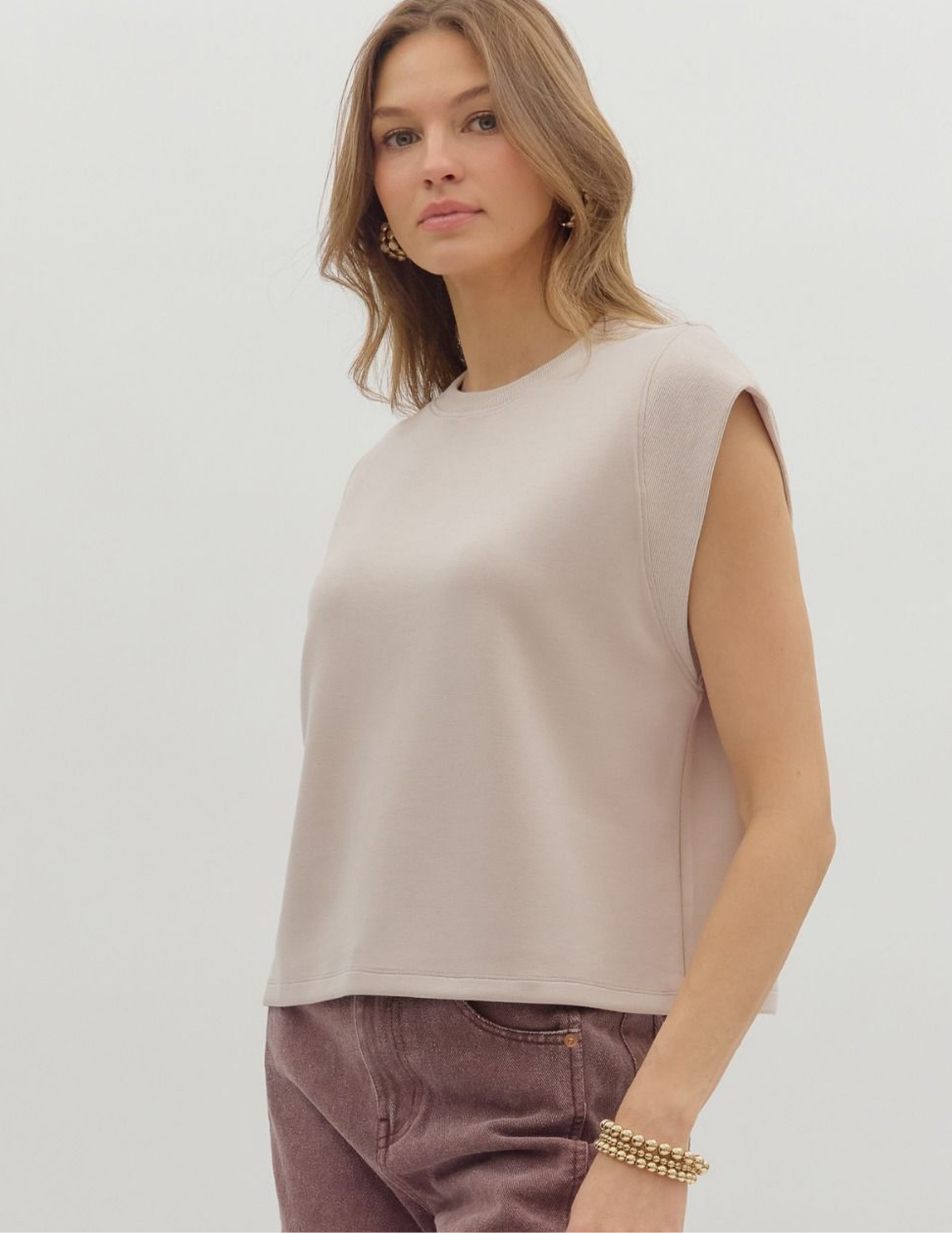 Carmen Cap Sleeve Top- Almond - Tres Chic Boutique