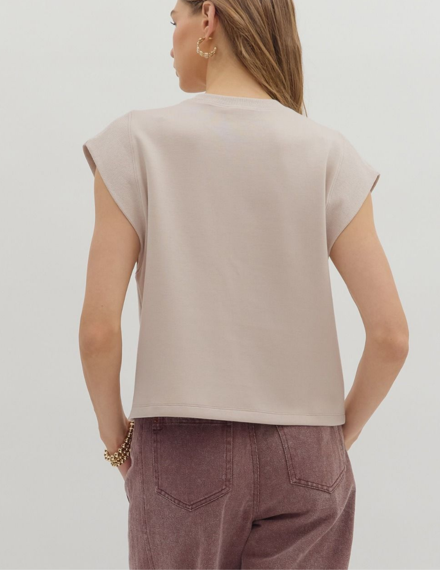 Carmen Cap Sleeve Top- Almond - Tres Chic Boutique