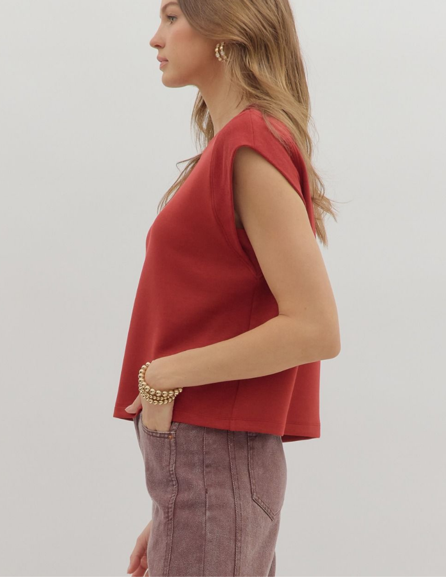 Carmen Cap Sleeve Top- Brick - Tres Chic Boutique