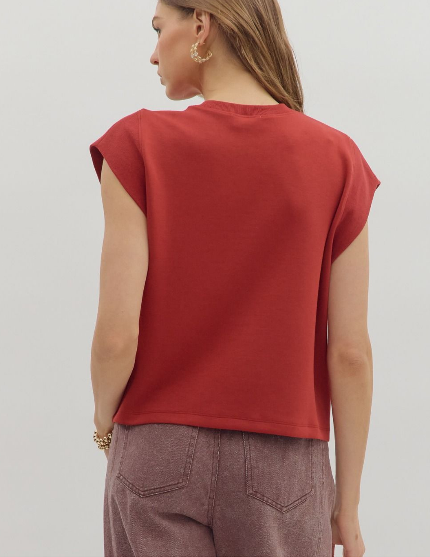 Carmen Cap Sleeve Top- Brick - Tres Chic Boutique
