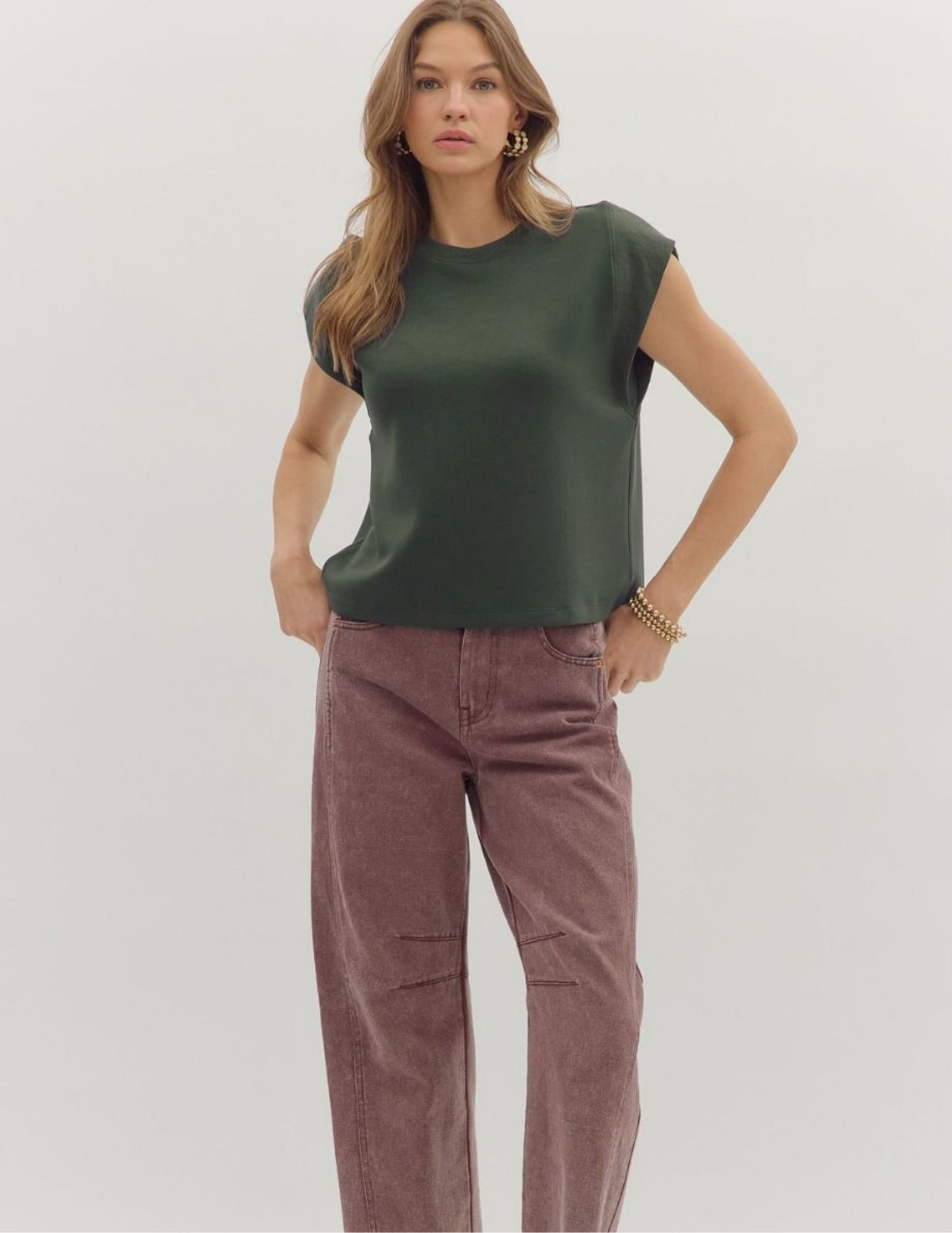 Carmen Cap Sleeve Top- Forest - Tres Chic Boutique