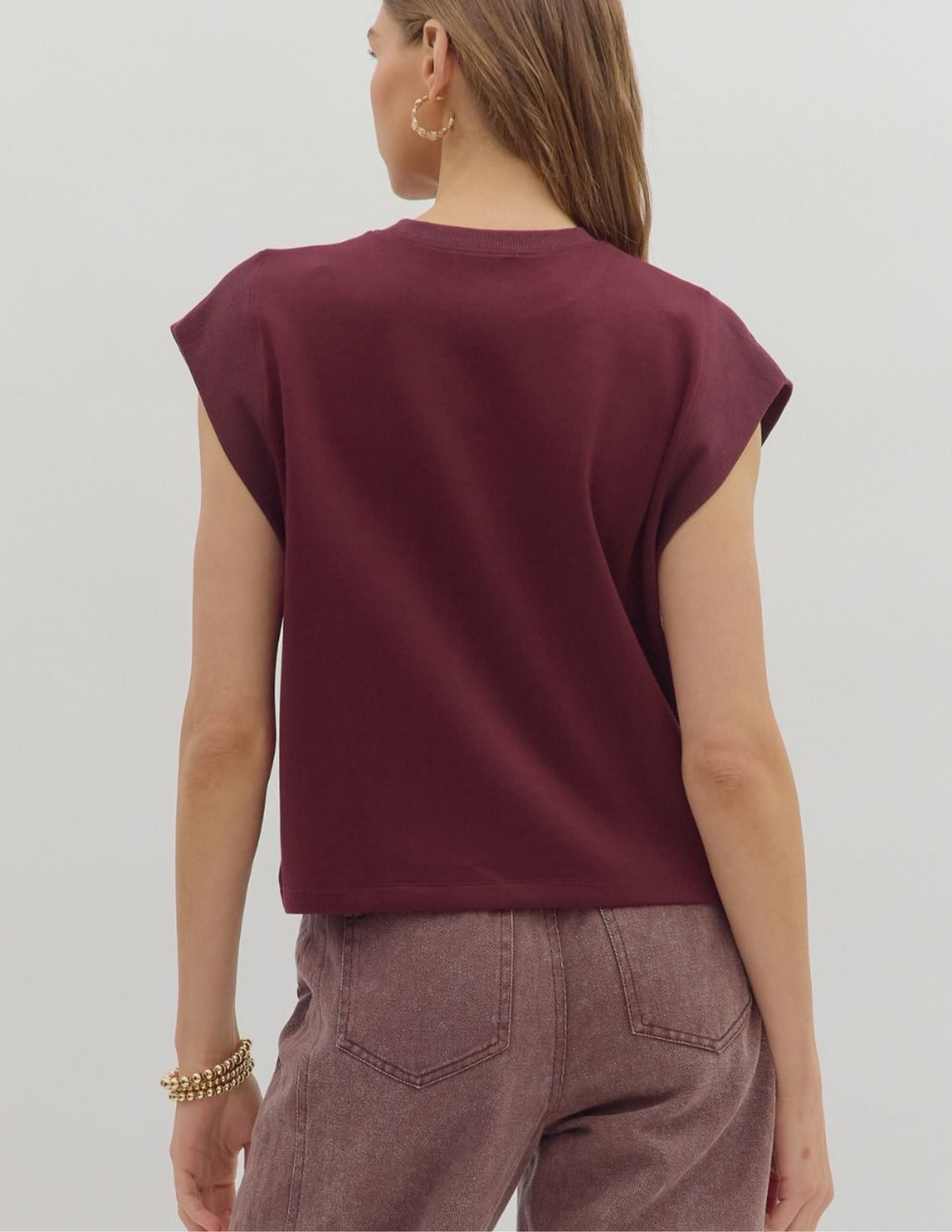 Carmen Cap Sleeve Top- Merlot - Tres Chic Boutique