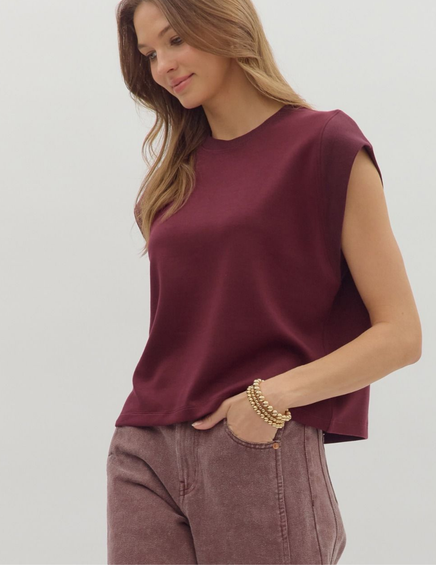 Carmen Cap Sleeve Top- Merlot - Tres Chic Boutique