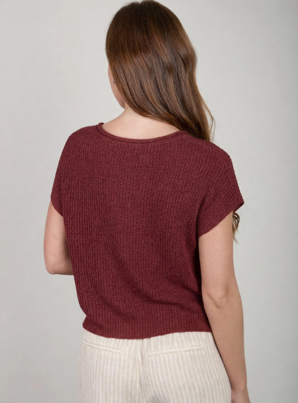 Cleo Knit Top- Maroon