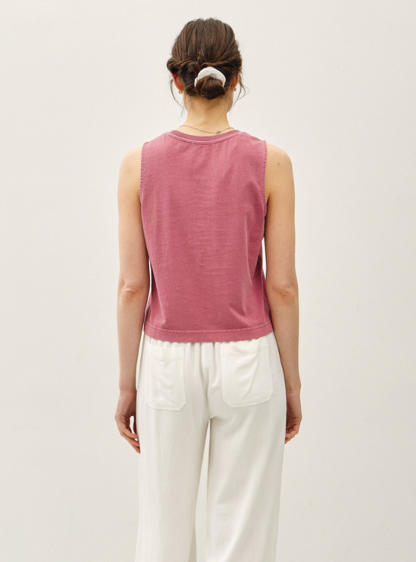 Coral Cropped Basic V-Neck Tank - Tres Chic Boutique