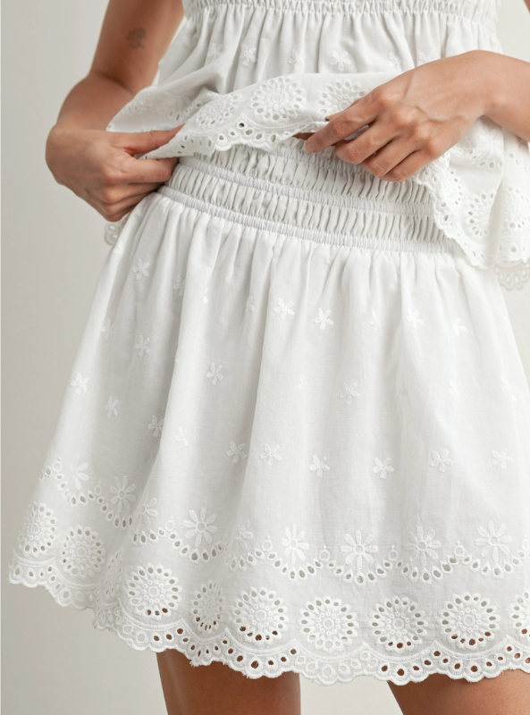 Eyelet Ruffle Smocked Skirt - Tres Chic Boutique
