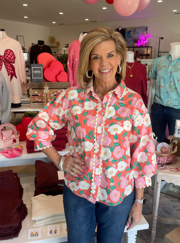 Floral Button Up Top - Tres Chic Boutique