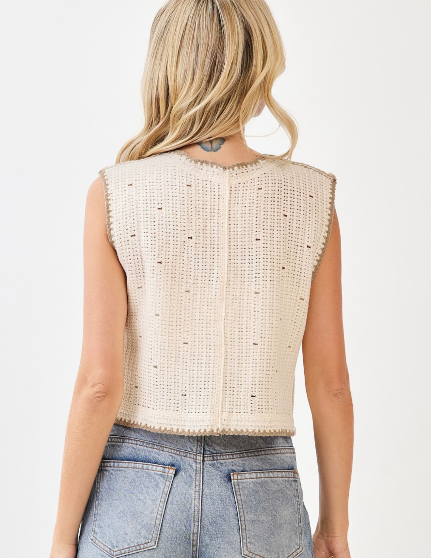Floral Embroidery Vest Crochet Top