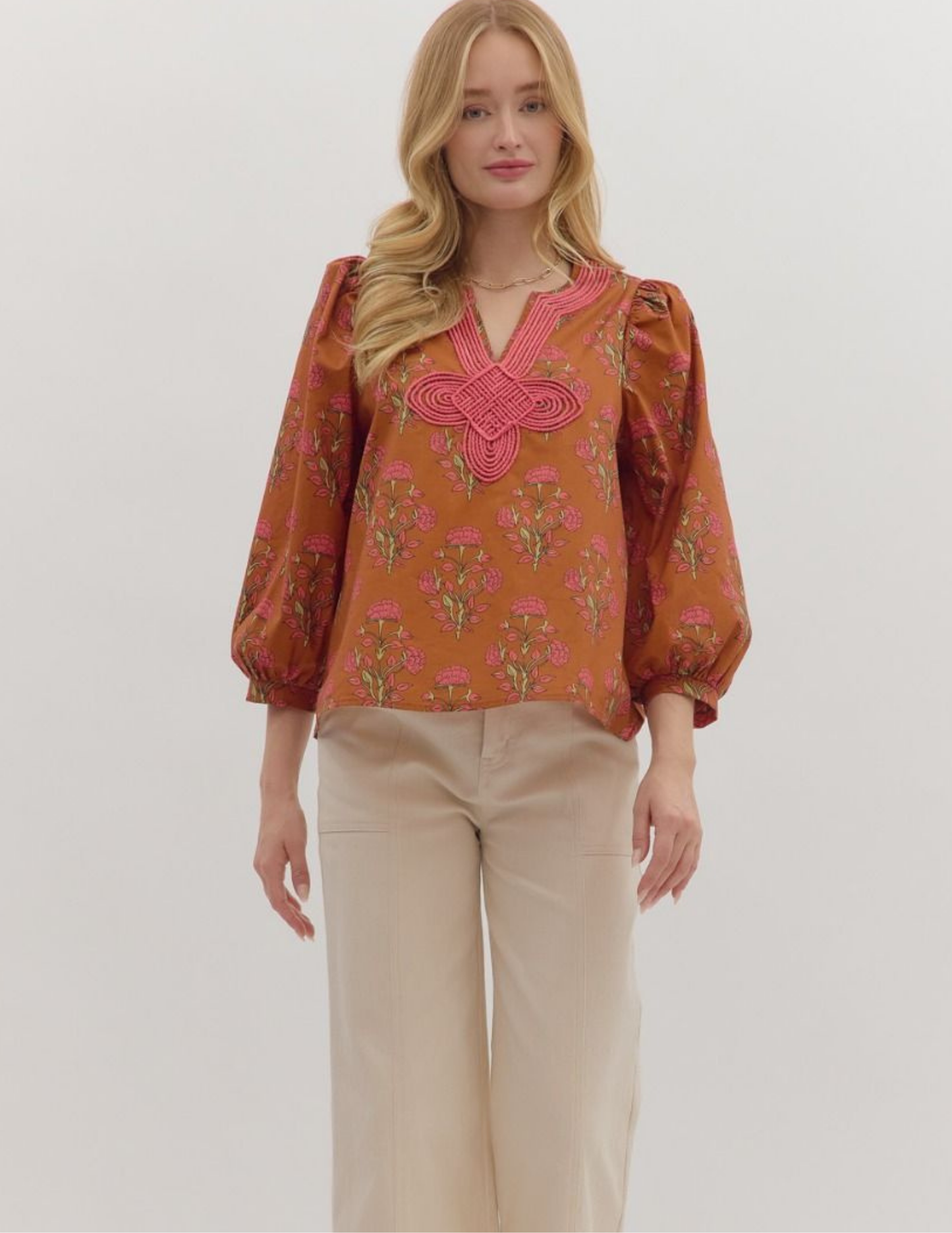 Floral Fall Top- Brown