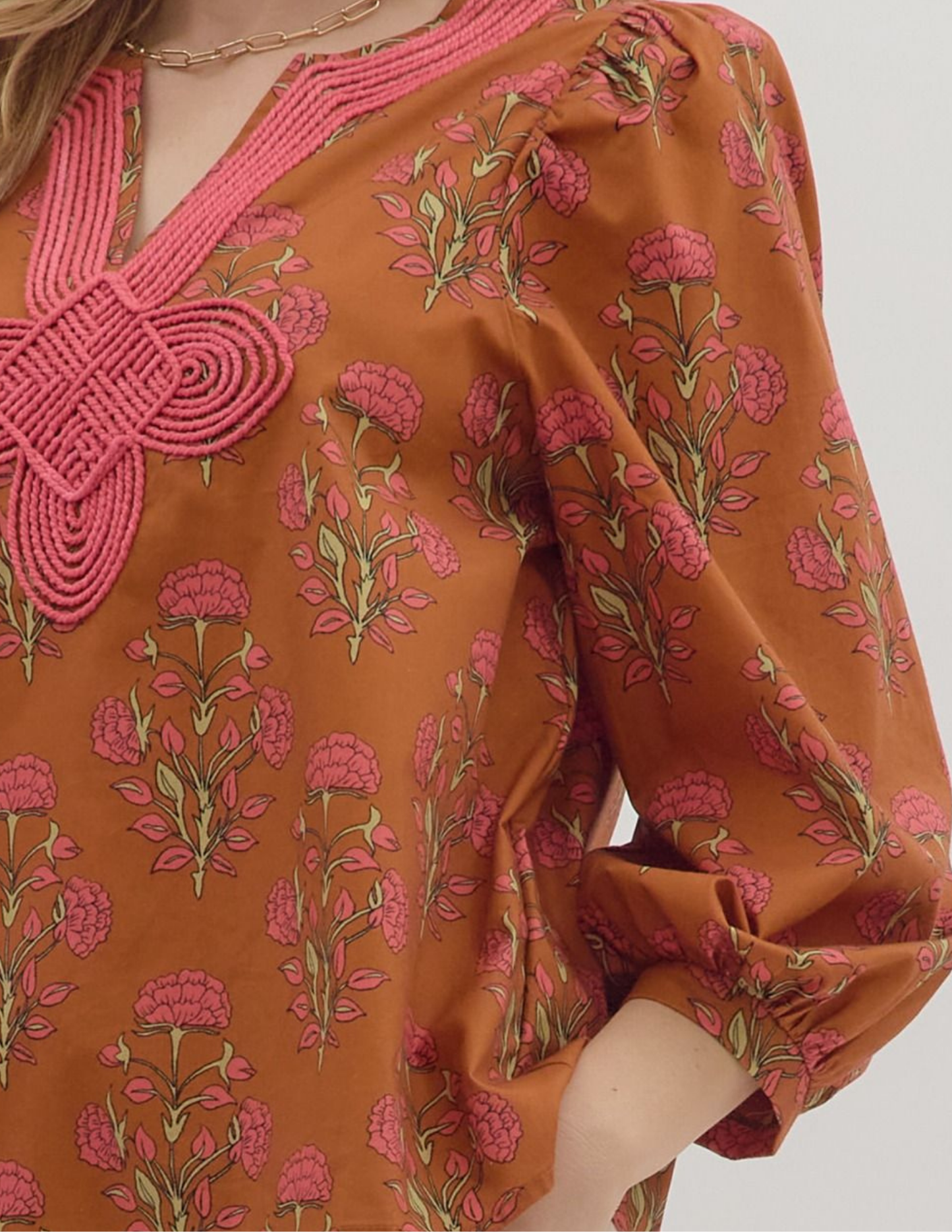 Floral Fall Top- Brown