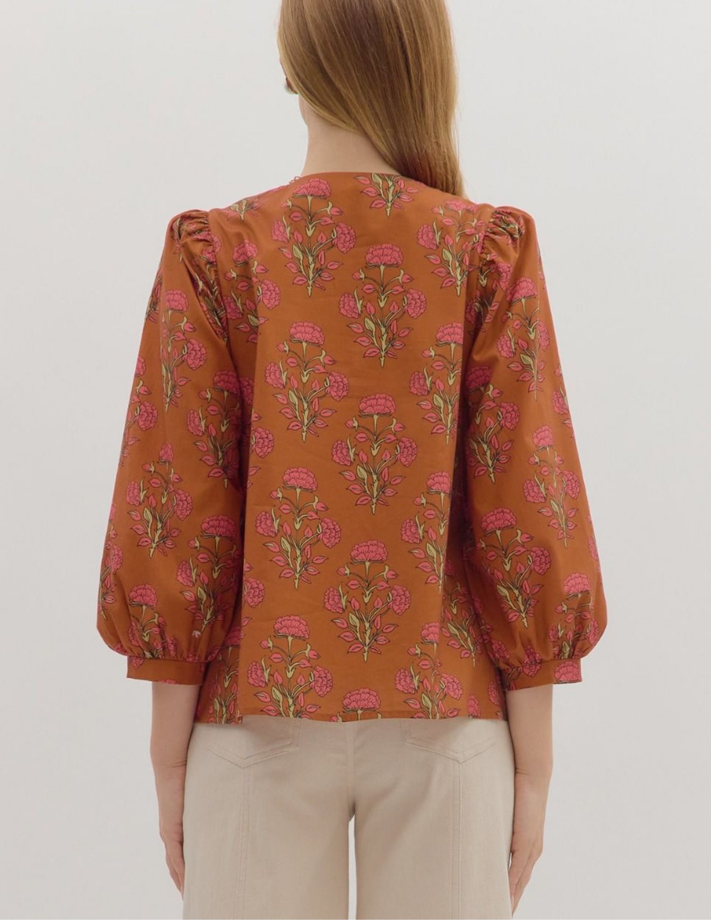 Floral Fall Top- Brown