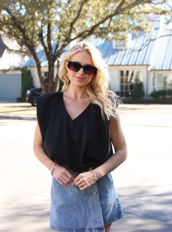 Karlie- Solid Poplin Bubble Top