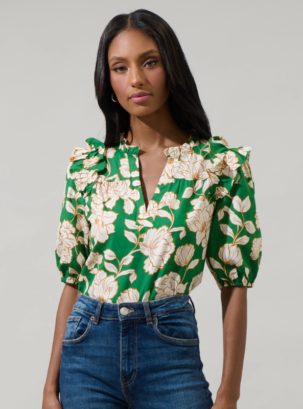 Lucena Floral Paz Poplin Short Sleeve Top