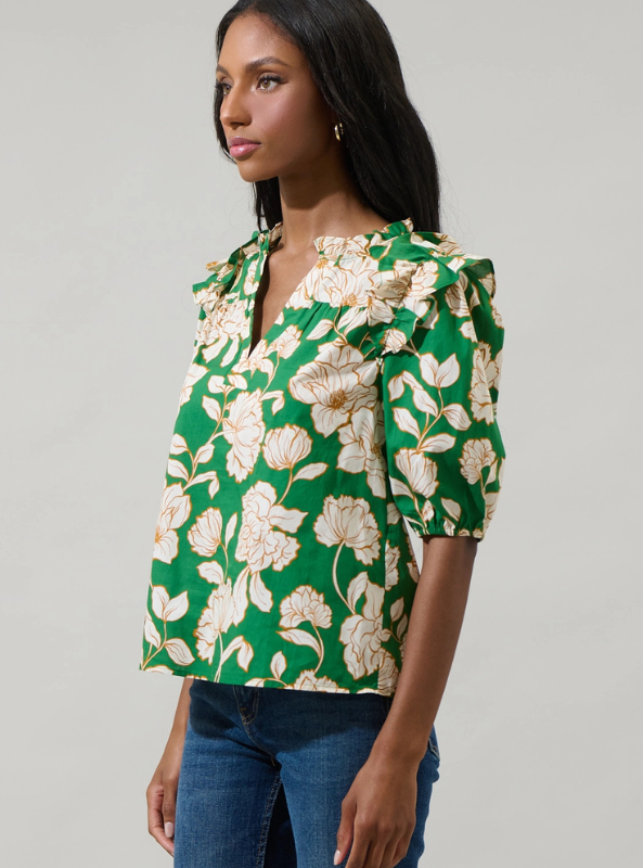 Lucena Floral Paz Poplin Short Sleeve Top