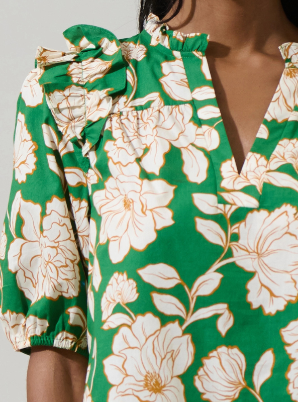 Lucena Floral Paz Poplin Short Sleeve Top