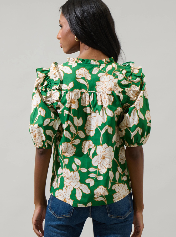 Lucena Floral Paz Poplin Short Sleeve Top