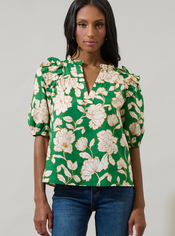 Lucena Floral Paz Poplin Short Sleeve Top