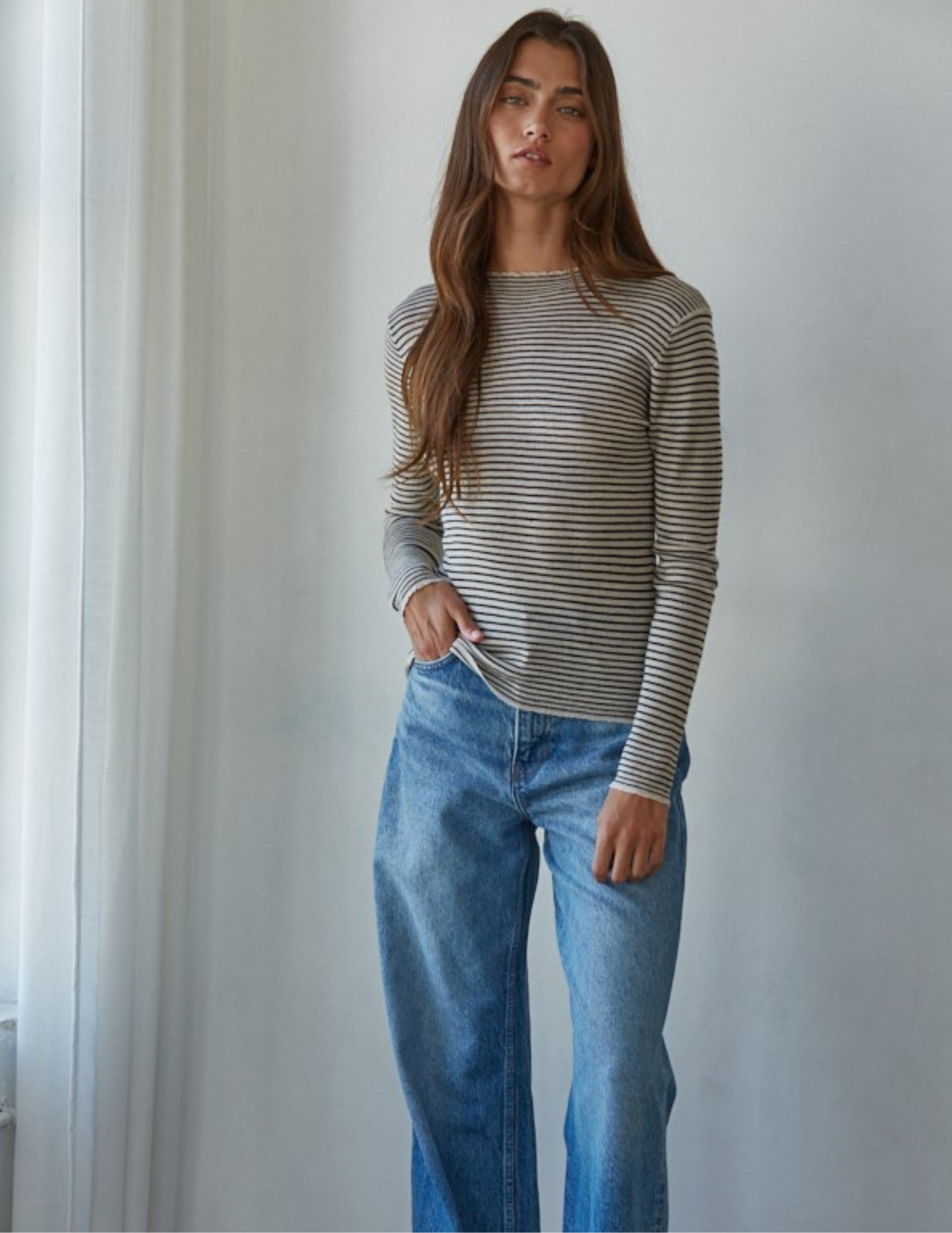 Moulin Mock Long Sleeve- Taupe/ Black