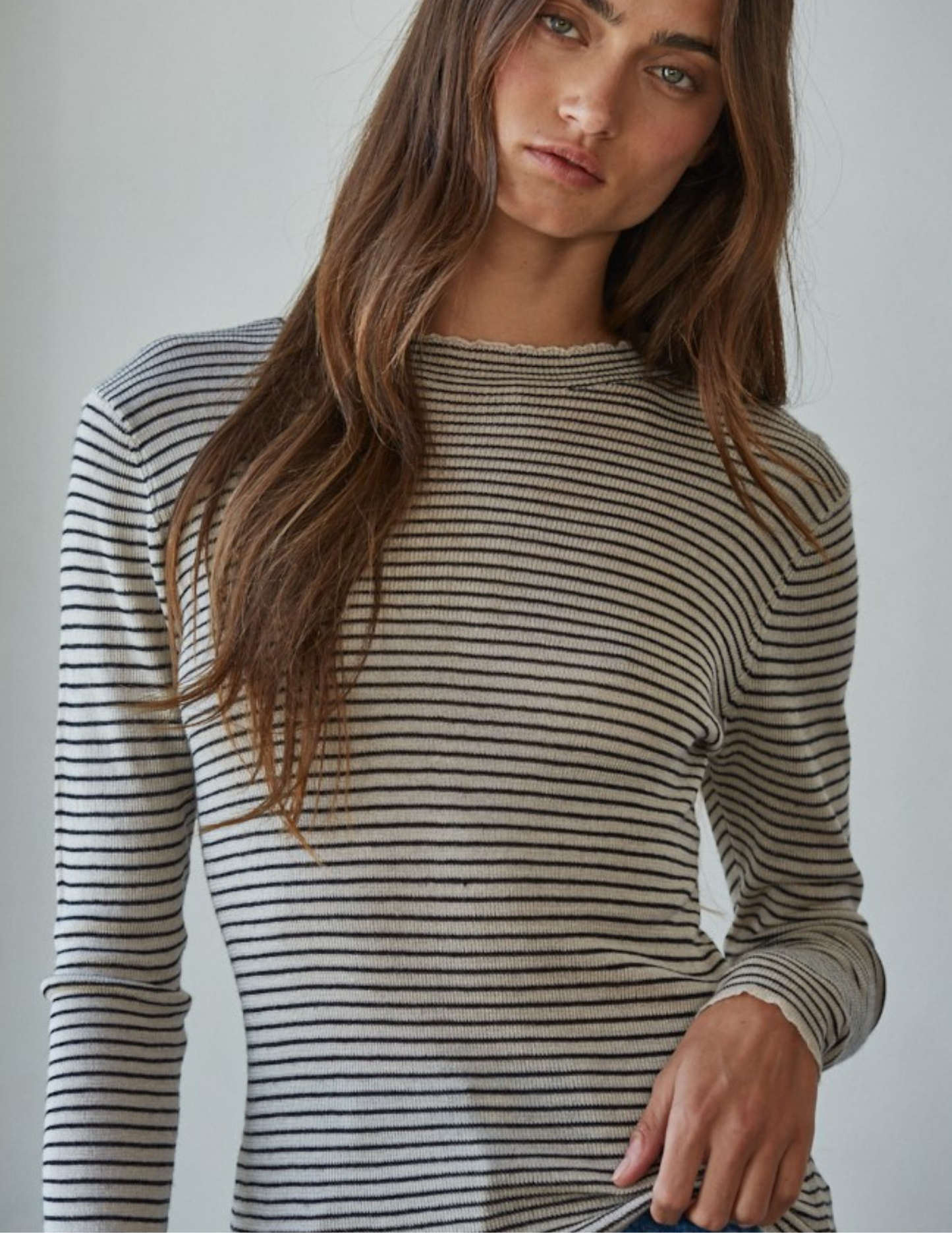 Moulin Mock Long Sleeve- Taupe/ Black