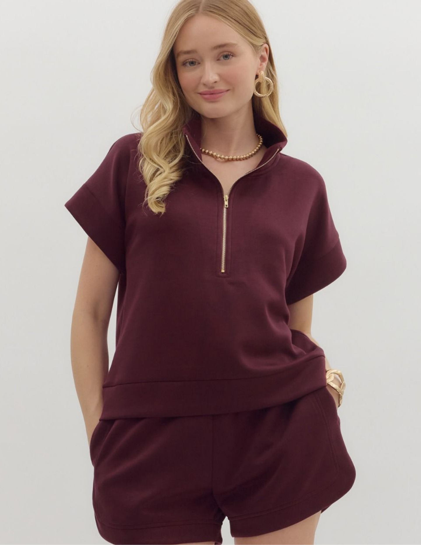 On The Go Burgundy Top