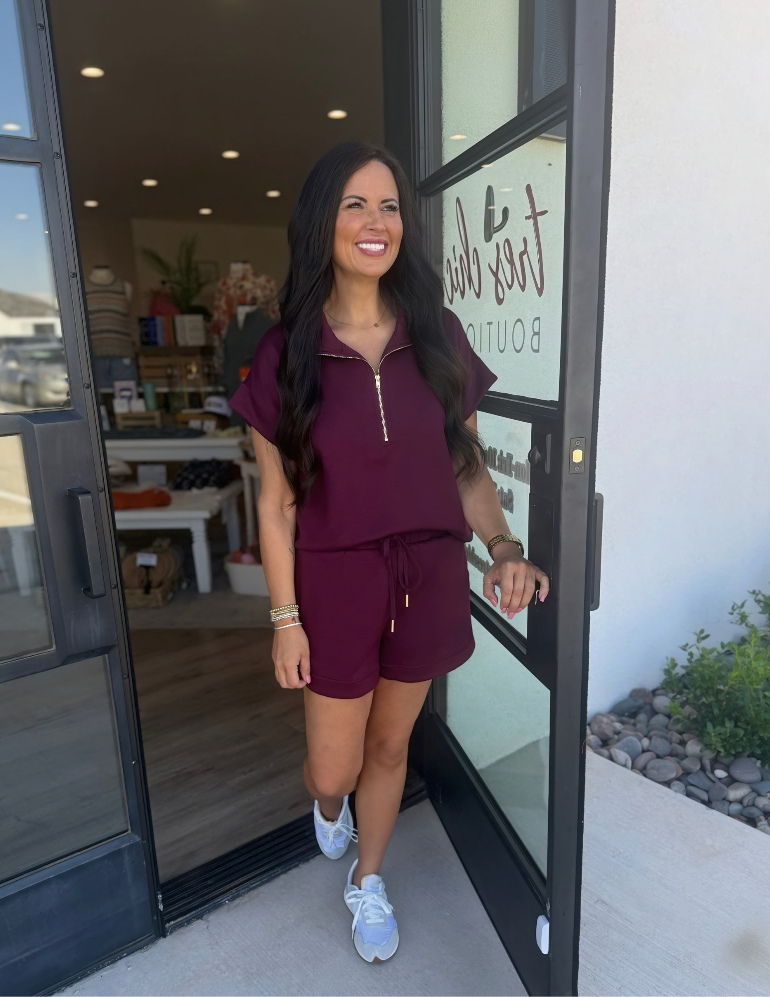 On The Go Burgundy Top - Tres Chic Boutique